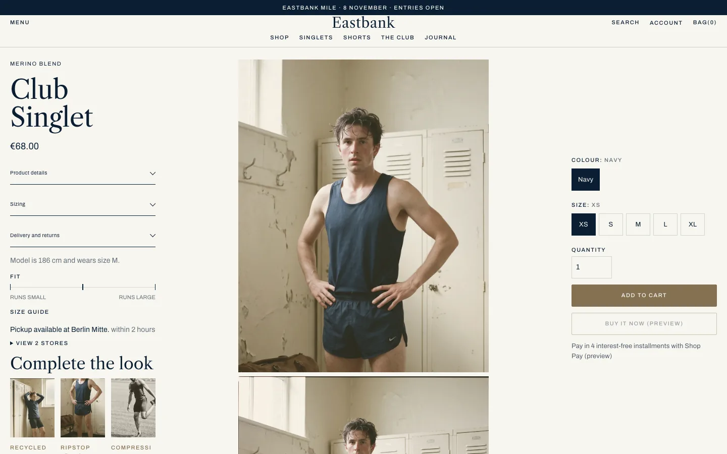 Eastbank demo: product page