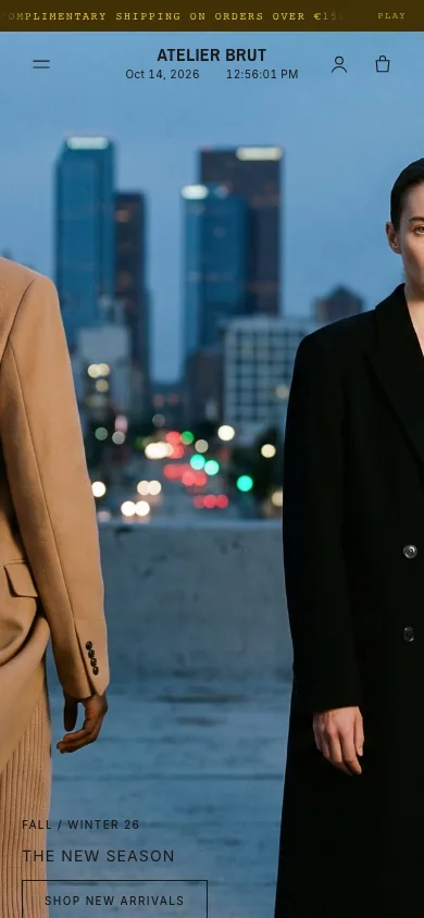 Atelier Brut streetwear demo on a phone